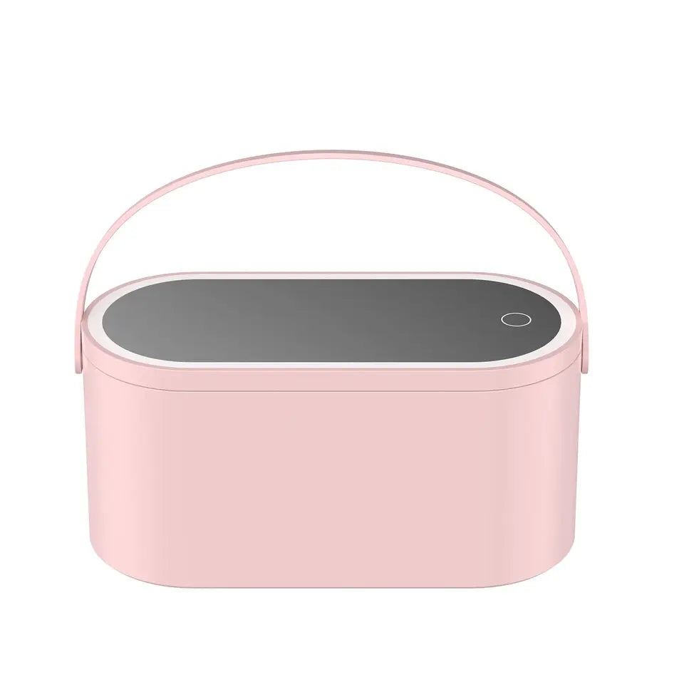 Boîte de rangement portable pour maquillage avec miroir lumineux LED, stockage de cosmétiques de voy